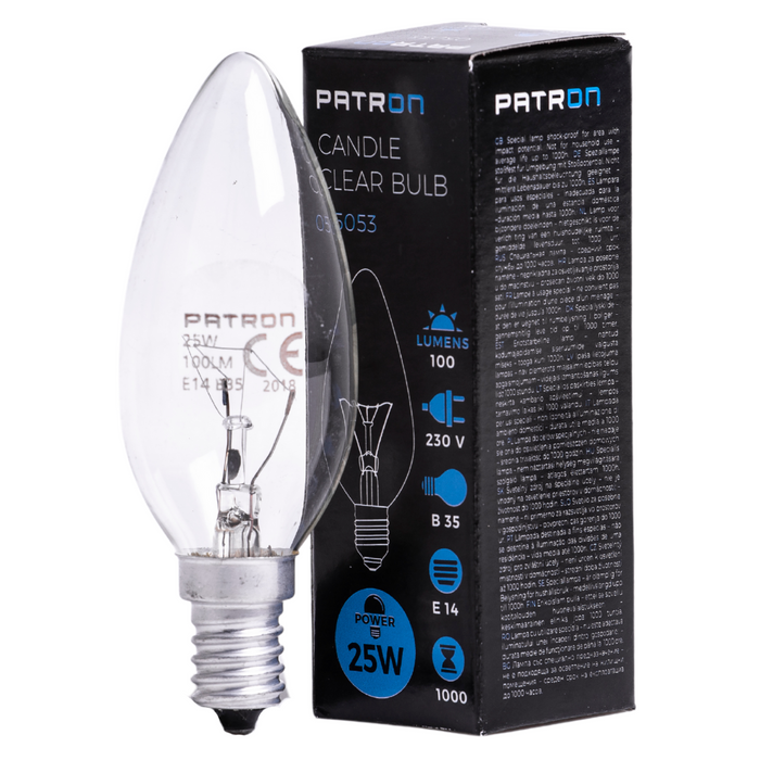 Patron - 05053 Incandescent Bulb E14 25W B35 230V CL