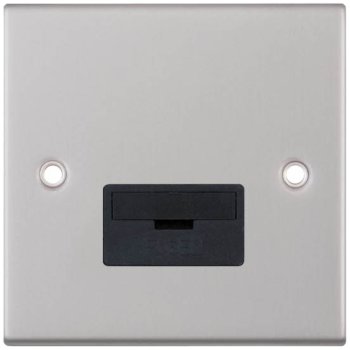 Selectric 5M Satin Chrome 13A Fused Connection Unit with Black Insert