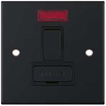 Selectric 5M Matt Black 13A DP Switched Fused Connection Unit with Neon and Black Insert