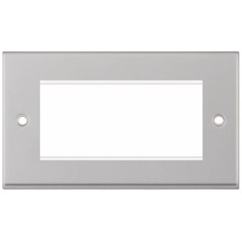 Selectric 7M-Pro Satin Chrome 2 Gang Euro Plate with Quad Aperture