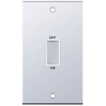 Selectric 5M Polished Chrome 2 Gang 45A DP Switch with White Insert