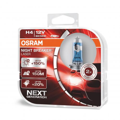 Osram 64193NL-HCB   12V Halogen  H4 (472) Night Breaker Laser 150% 2 Halogen Bulbs