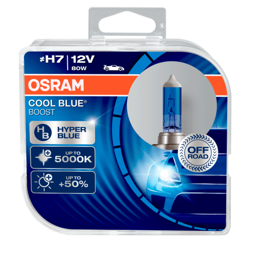 Osram 62210CBB-HCB Halogen Cool Blue Boost 80W PX26d Up to 5000K H7 (499)  2 Halogen Bulbs