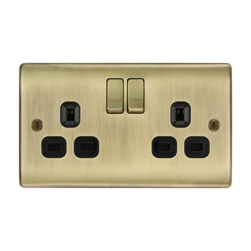 BG Nexus NAB22B Metal Antique Brass 2 Gang Switched 13A Socket Bg Nexus Metal - Antique Brass BG - Sparks Warehouse