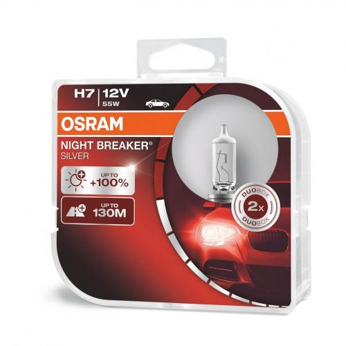 Osram 64210NBS-HCB Night Breaker Silver   Halogen 55W H7 (499)  2 Halogen Bulbs