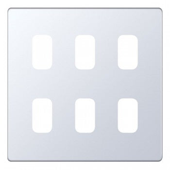 Selectric 5M-Plus GRID360 Polished Chrome 6 Gang Faceplate