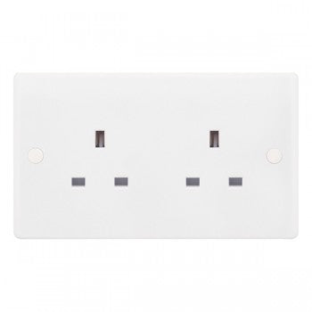 Selectric Smooth 2 Gang 13A Unswitched Socket
