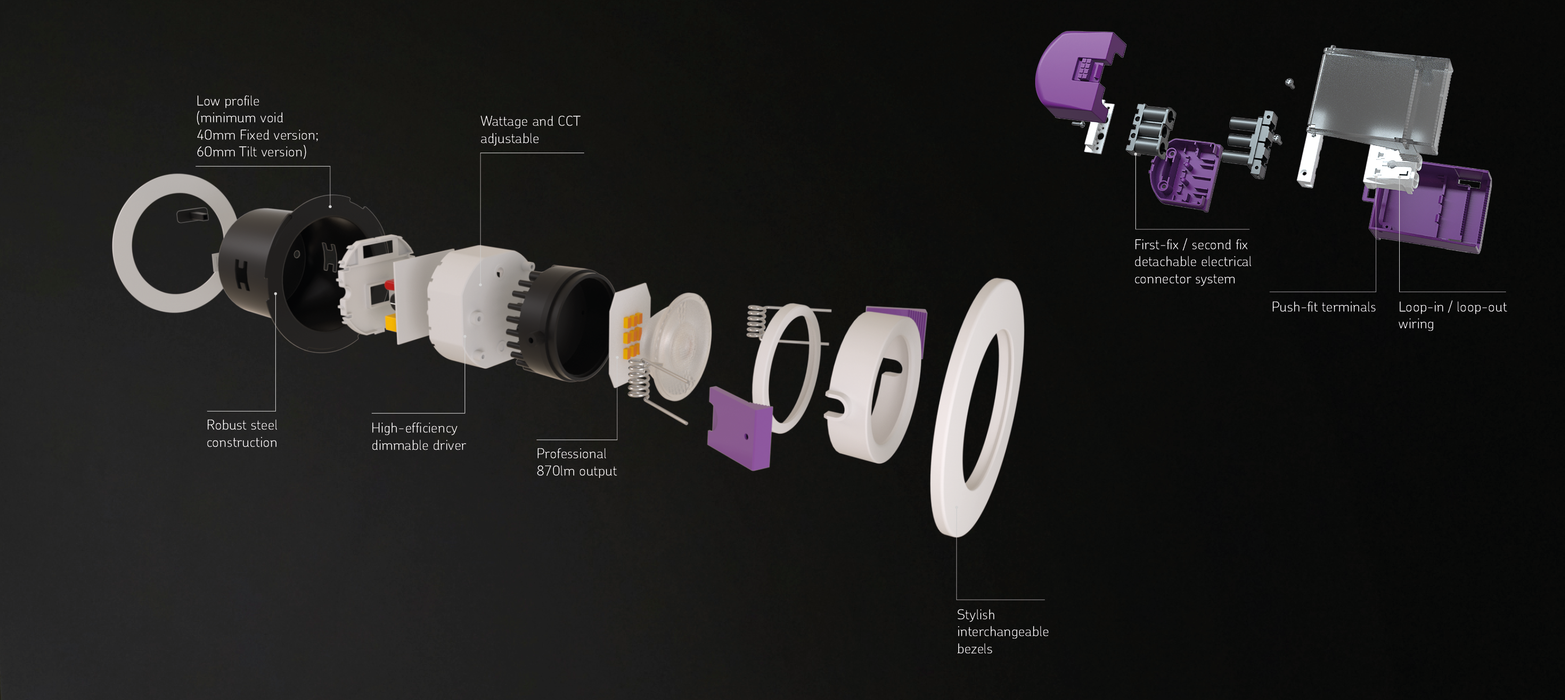 Knightsbridge SPEKTCWA SpektroLED Tilt - Fire Rated IP20 Downlight with 2x Wattage & 4x CCT Recessed Spot light Knightsbridge - Sparks Warehouse