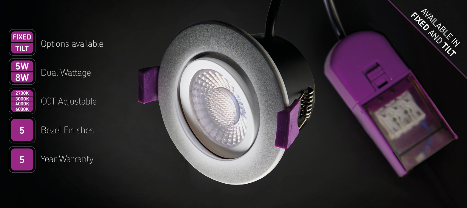 Knightsbridge SPEKTCWA SpektroLED Tilt - Fire Rated IP20 Downlight with 2x Wattage & 4x CCT Recessed Spot light Knightsbridge - Sparks Warehouse
