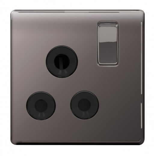 BG Nexus FBN99B Screwless Flat Plate Black Nickel 15A Round Pin 1G Single Pole Switched Socket - BG - sparks-warehouse