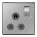 BG FBS99G Screwless Flat Plate Brushed Steel 15A 1 Gang Single Pole Switched Socket - Grey Insert - BG - sparks-warehouse