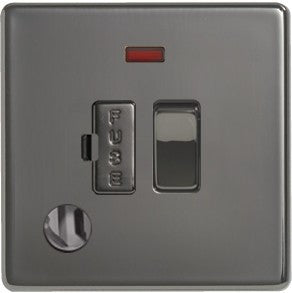 BG Nexus FBN53 Screwless Flat Plate Black Nickel 13A Switched Fused Connection Unit Indicator And Flex Outlet - BG - sparks-warehouse