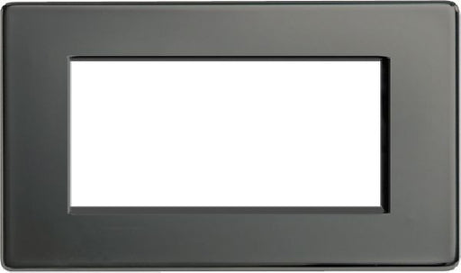 BG Nexus FBNEMR4 Screwless Flat Plate Black Nickel 4 Module Front Plate (100 x 50mm) - BG - sparks-warehouse