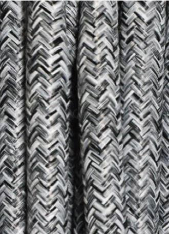 01792 Round Braided Flex 3 core 0.75mm Black/White/Grey, mtr - Lampfix - Sparks Warehouse