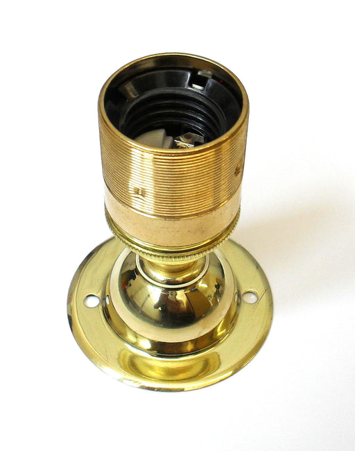05423 Battenholder ES Solid Brass Domed 65mm Ø - ES / Edison Screw / E27, Brass, Batten - Lampfix - Sparks Warehouse
