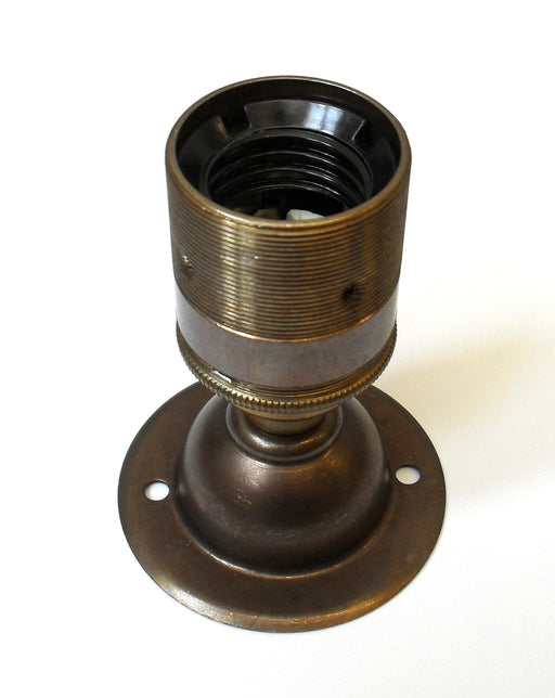 05425 Battenholder ES Antique Brass Domed 65mm Ø - ES / Edison Screw / E27, Antique Brass, Batten - Lampfix - Sparks Warehouse