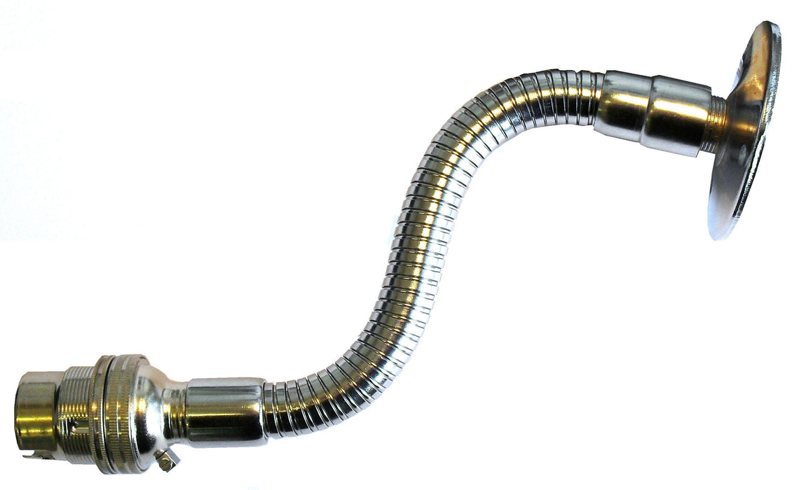 05713 Metalbrite 9½'' Gooseneck Chrome Battenholder - BC / Bayonet Cap / B22, Nickel, Batten - Lampfix - Sparks Warehouse