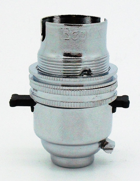 05736 Ecofix BC Lampholder ½" Switched Chrome External Earth - BC / Bayonet Cap / B22, Chrome, ½" Thread Entry - Lampfix - Sparks Warehouse