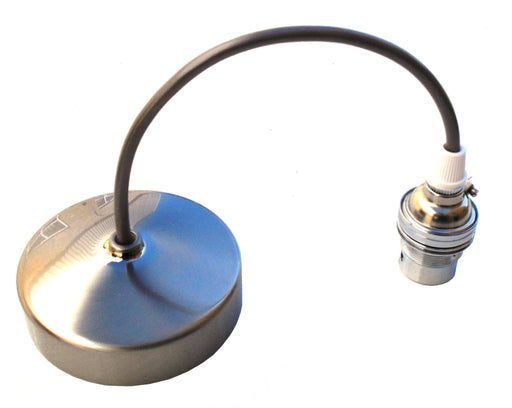 05751 Pendant Set 9" Matt Chrome (Silver Flex & Nickel Lampholder) - Lampfix - Sparks Warehouse