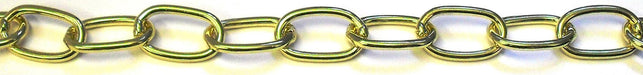 05996 Ceiling Chain WELD LINK Large Flat Side Solid Brass 25x16mm, mtr - Lampfix - Sparks Warehouse
