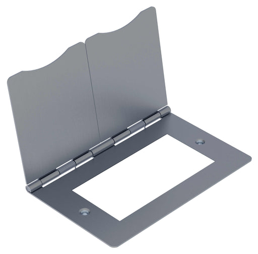 BG SBSEMR4/FR SCREWED Flat Plate Brushed Steel FLR MNT QUAD EURO Module  DBL Front Plate HINGED COVER - BG - sparks-warehouse