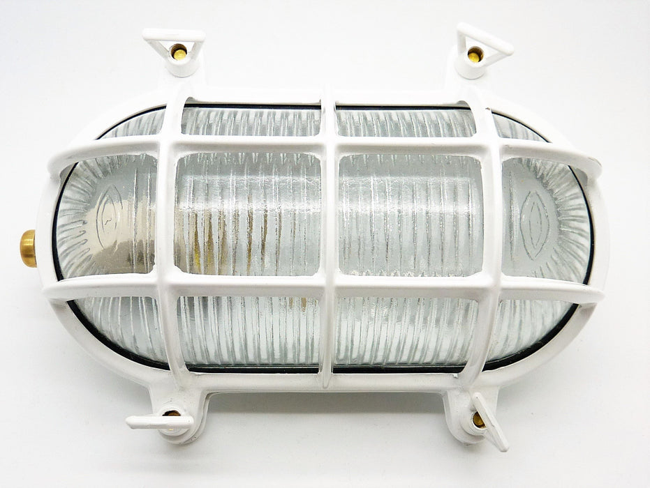 09015 Solid Brass Bulkhead Standard Large 120mm x 225mm - White - Lampfix - Sparks Warehouse