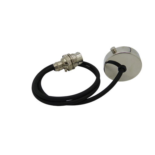 Lampfix 09071 DIANE MINI Pendant Set 1mtr. Nickel Rose, Round Braided Black Flex Pendant Lights Lampfix - Sparks Warehouse