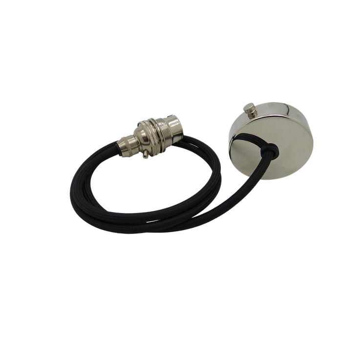 Lampfix 09071 DIANE MINI Pendant Set 1mtr. Nickel Rose, Round Braided Black Flex Pendant Lights Lampfix - Sparks Warehouse