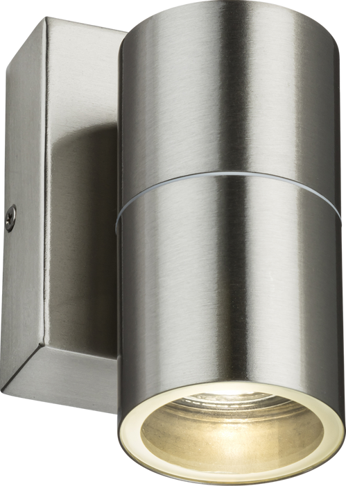 Knightsbridge OWALL1BCP 230V IP54 GU10 Fixed Single Wall Light with Photocell Sensor - Brushed Chrome KB Knightsbridge - Sparks Warehouse