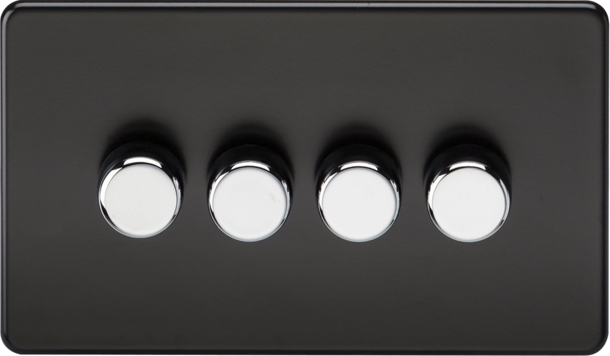 Knightsbridge SF2164MB Screwless 4G 2-Way Dimmer 60-400W - Matt Black with Chrome Knobs ML Knightsbridge - Sparks Warehouse