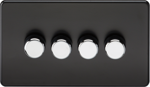 Knightsbridge SF2164MB Screwless 4G 2-Way Dimmer 60-400W - Matt Black with Chrome Knobs ML Knightsbridge - Sparks Warehouse