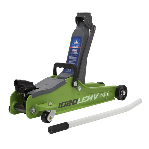 Sealey - 1020LEHV Trolley Jack 2tonne Low Entry Short Chassis - Hi-Vis Green Jacking & Lifting Sealey - Sparks Warehouse