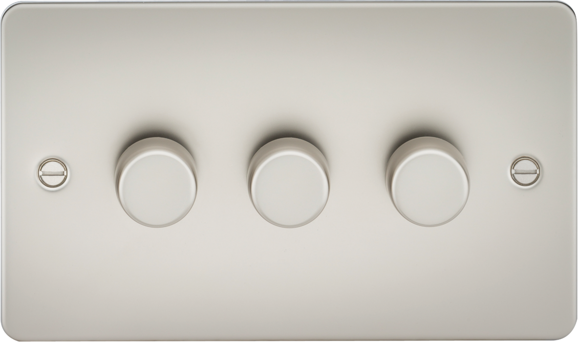 Knightsbridge FP2163PL Flat Plate 3G 2 Way Dimmer 60-400W - Pearl ML Knightsbridge - Sparks Warehouse