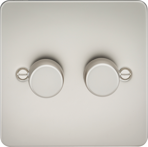 Knightsbridge FP2162PL Flat Plate 2G 2 Way Dimmer 60-400W - Pearl ML Knightsbridge - Sparks Warehouse