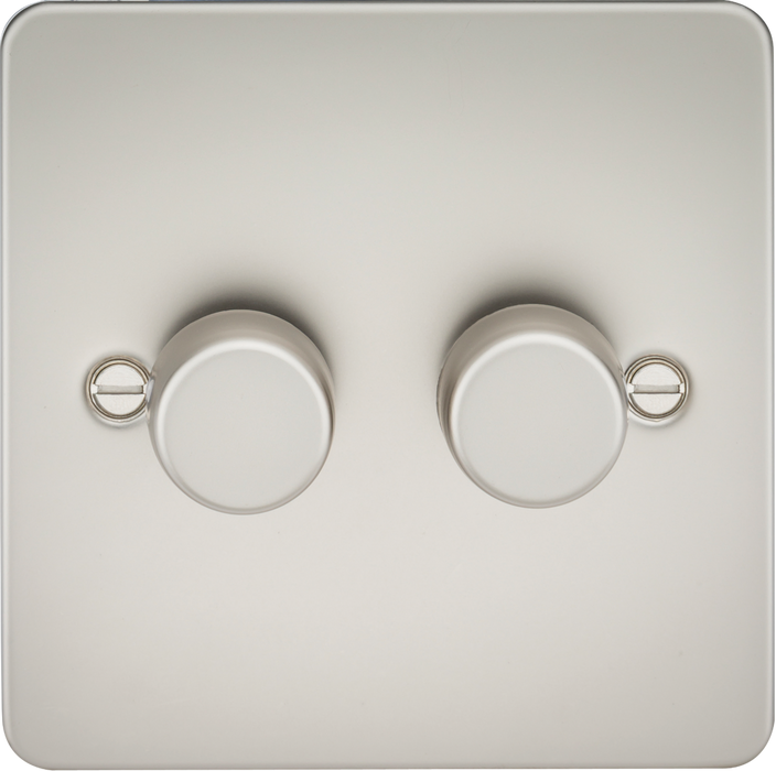 Knightsbridge FP2162PL Flat Plate 2G 2 Way Dimmer 60-400W - Pearl ML Knightsbridge - Sparks Warehouse