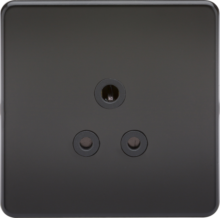 Knightsbridge SF5AMB Screwless 5A Unswitched Socket - Matt Black With Black Insert Knightsbridge Screwless Flat Plate Matt Black Knightsbridge - Sparks Warehouse