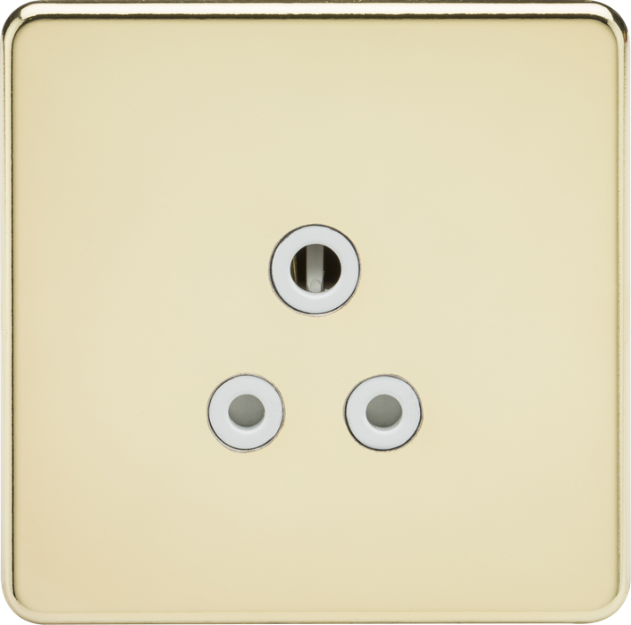 Knightsbridge SF5APBW Screwless 5A Unswitched Socket - Polished Brass With White Insert KB Knightsbridge - Sparks Warehouse