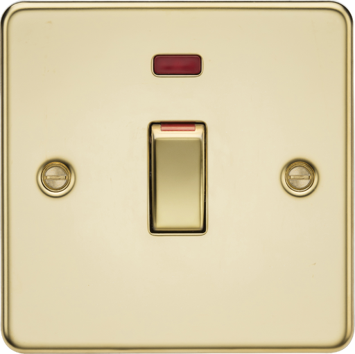 Knightsbridge FP81MNPB 45A 1G DP Switch with neon - polished brass ML Knightsbridge - Sparks Warehouse