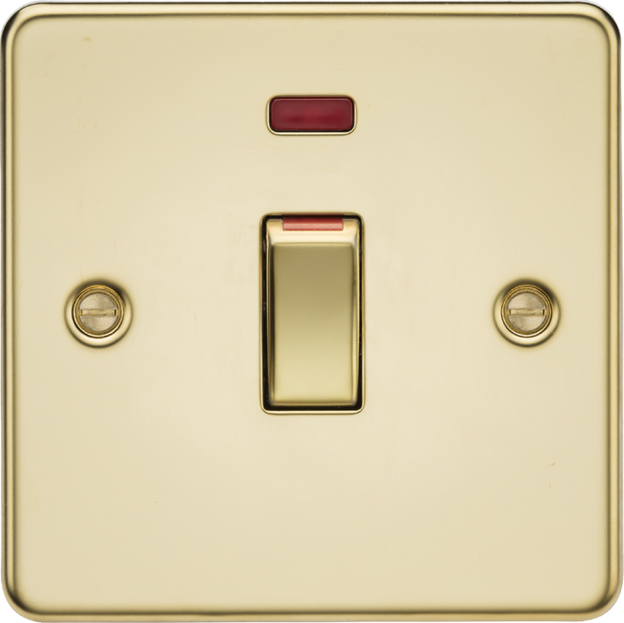 Knightsbridge FP81MNPB 45A 1G DP Switch with neon - polished brass ML Knightsbridge - Sparks Warehouse