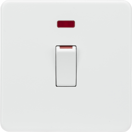 Knightsbridge SF81MNMW 45A 1G DP switch with neon - matt white Knightsbridge Screwless Flat Plate Matt White Knightsbridge - Sparks Warehouse