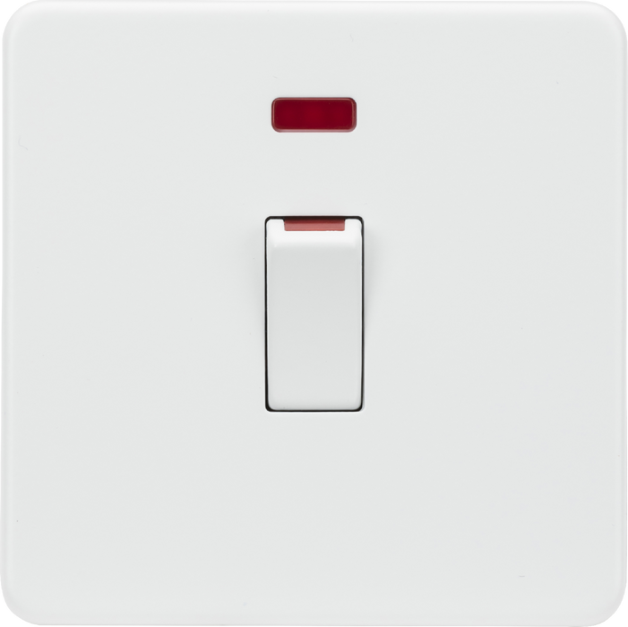 Knightsbridge SF81MNMW 45A 1G DP switch with neon - matt white Knightsbridge Screwless Flat Plate Matt White Knightsbridge - Sparks Warehouse