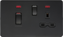 Knightsbridge SFR83MNMBB 45A DP switch and 13A switched socket with neons - matt black ML Knightsbridge - Sparks Warehouse
