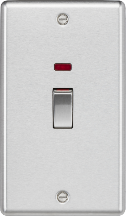 Knightsbridge CL82MNBC 45A 2G DP Switch with neon - brushed chrome Knightsbridge - Sparks Warehouse