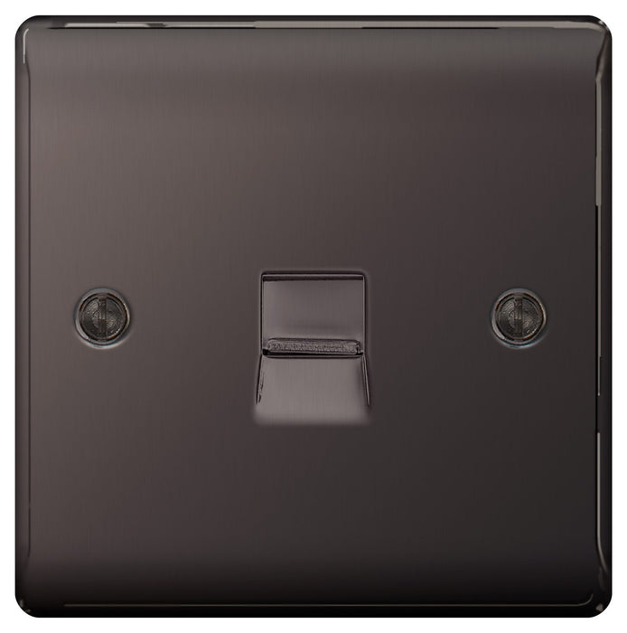 BG Nexus NFBBTS1 Black Nickel 1 Gang Telephone Socket Slave - Screw Type - BG - sparks-warehouse