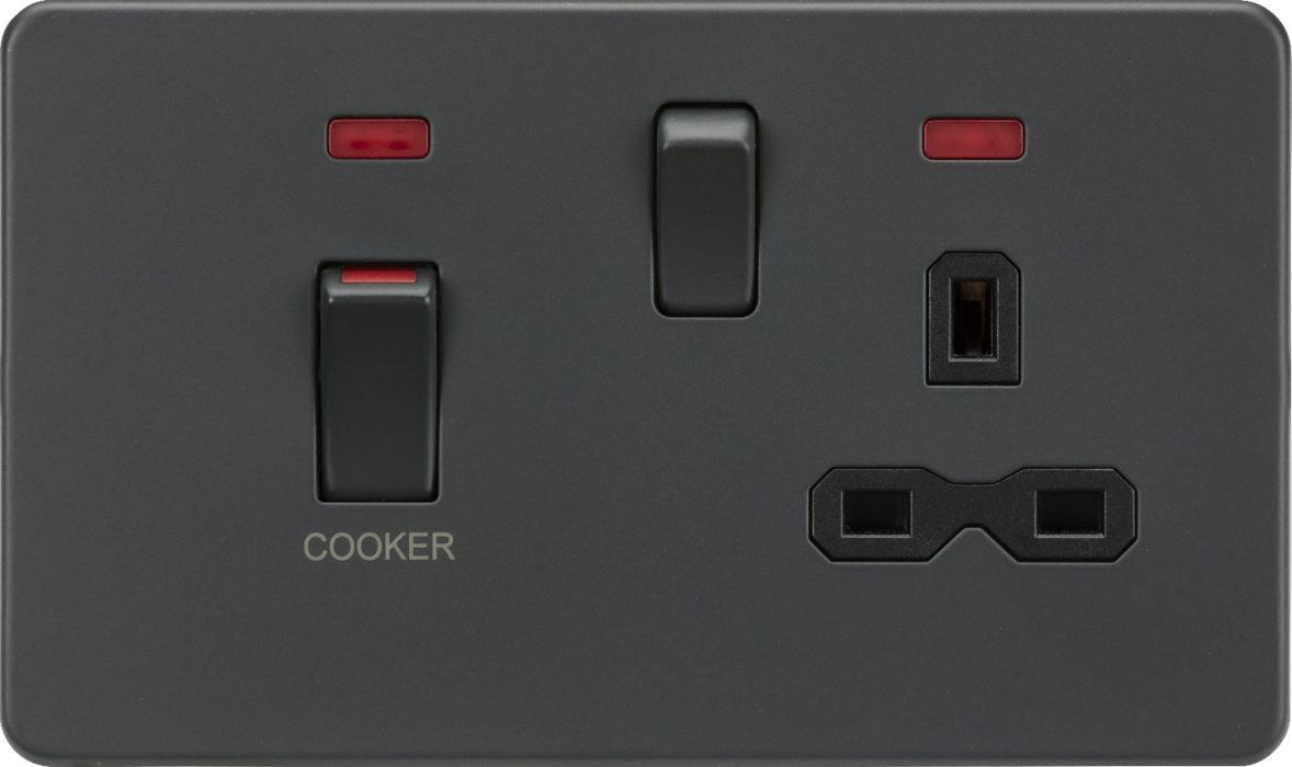 Knightsbridge SFR83MNAT 45A DP switch and 13A switched socket with neons - anthracite ML Knightsbridge - Sparks Warehouse