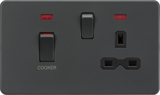 Knightsbridge SFR83MNAT 45A DP switch and 13A switched socket with neons - anthracite ML Knightsbridge - Sparks Warehouse