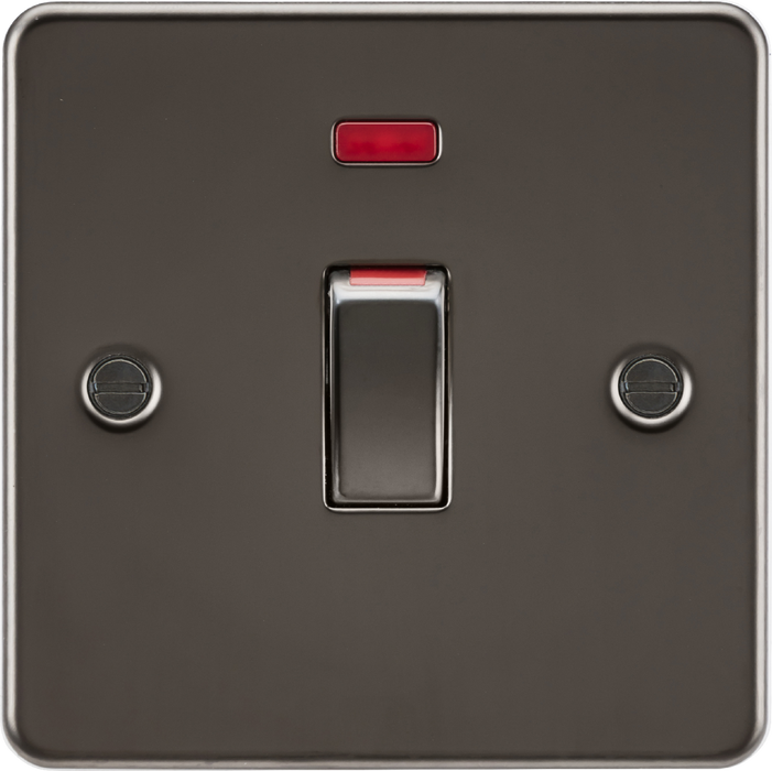 Knightsbridge FP81MNGM 45A 1G DP Switch with neon - gunmetal ML Knightsbridge - Sparks Warehouse
