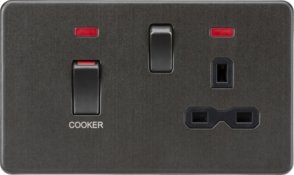 Knightsbridge SFR83MNSB 45A DP switch and 13A switched socket with neons - smoked bronze Knightsbridge - Sparks Warehouse