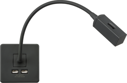 Knightsbridge SFRLAT Screwless Reading Light with Dual USB Charger - Anthracite ML Knightsbridge - Sparks Warehouse