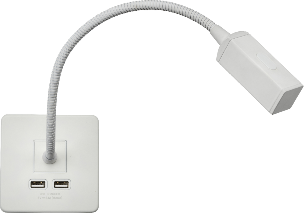 Knightsbridge SFRLMW Screwless Reading Light with Dual USB Charger - Matt White ML Knightsbridge - Sparks Warehouse